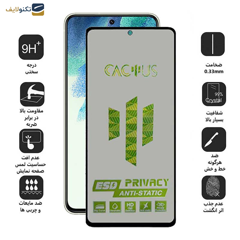 محافظ صفحه نمایش حریم شخصی اپیکوی مدل Cactus-ESD-Privacy مناسب برای گوشی  موبایل سامسونگ Galaxy S21 FE - Epicoy Cactus-ESD-Privacy Screen Protector For Samsung Galaxy S21 FE